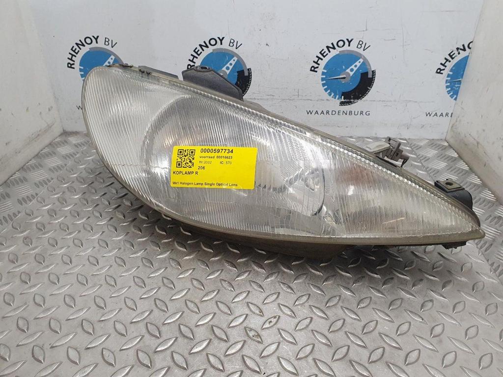 PEUGEOT 206 KOPLAMP R 2002, Ophalen of Verzenden, Gebruikt, ARN erkend