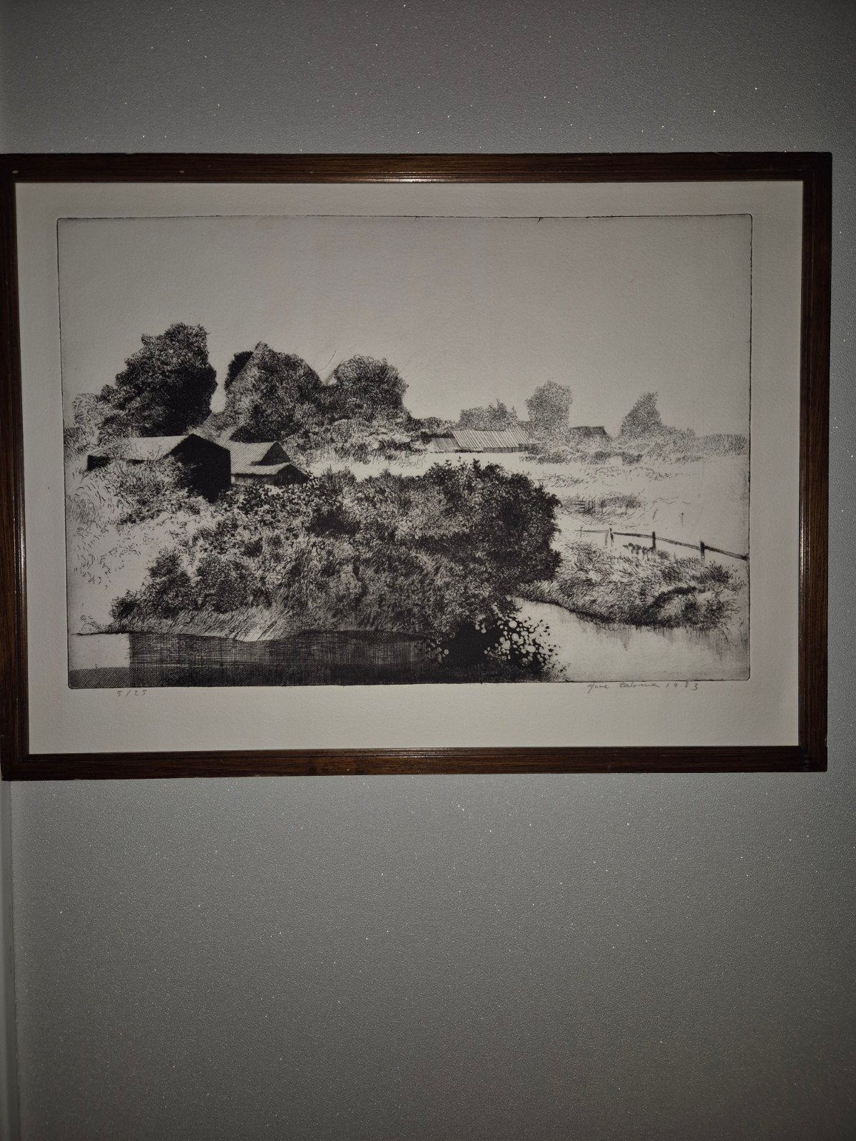ETS VAN  JOSE CALSINA 1936, Antiek en Kunst, Kunst | Etsen en Gravures, Ets, Genummerd, Gesigneerd, Ingelijst, Landschap, 1950 - 1999