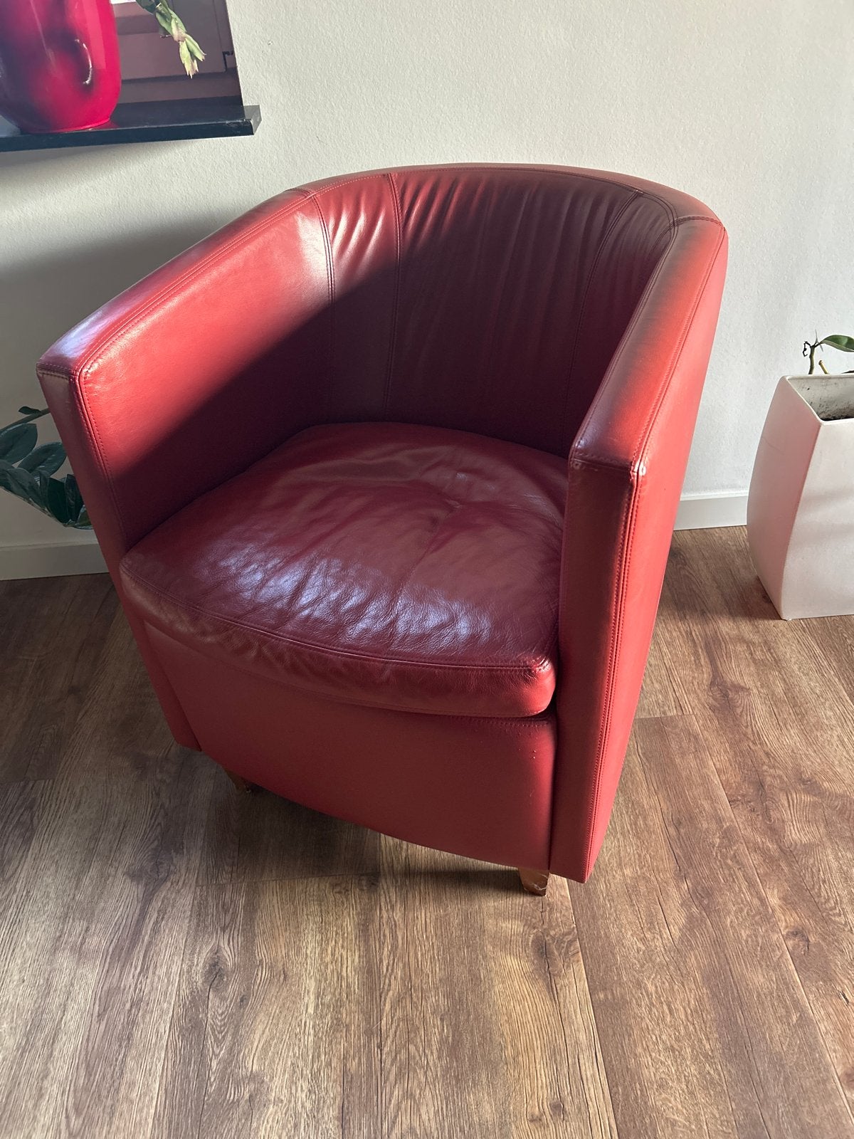 Leren fauteuil rood - Crack by Machalke, Huis en Inrichting, Ophalen, Gebruikt, Leer, 75 tot 100 cm