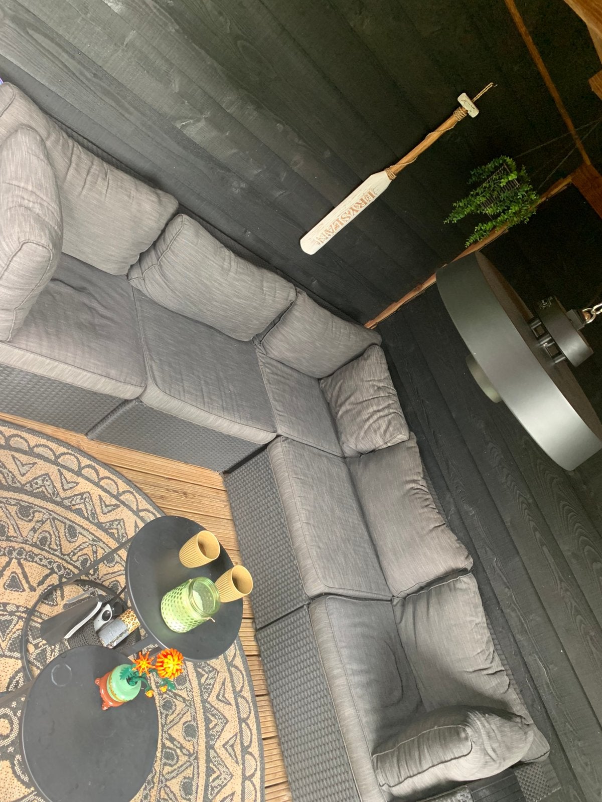 Loungebank + stoel & hocker, Ophalen, 5 zitplaatsen, Kunststof, Loungeset