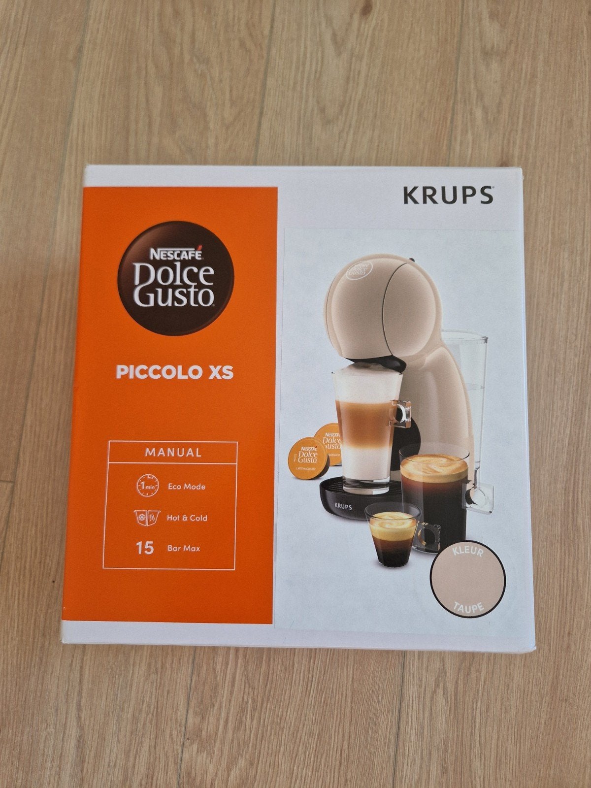 NESCAFÉ Dolce Gusto Piccolo XS Taupe in doos met handleiding, Koffiemachine, Ophalen of Verzenden, Zo goed als nieuw, 1 kopje
