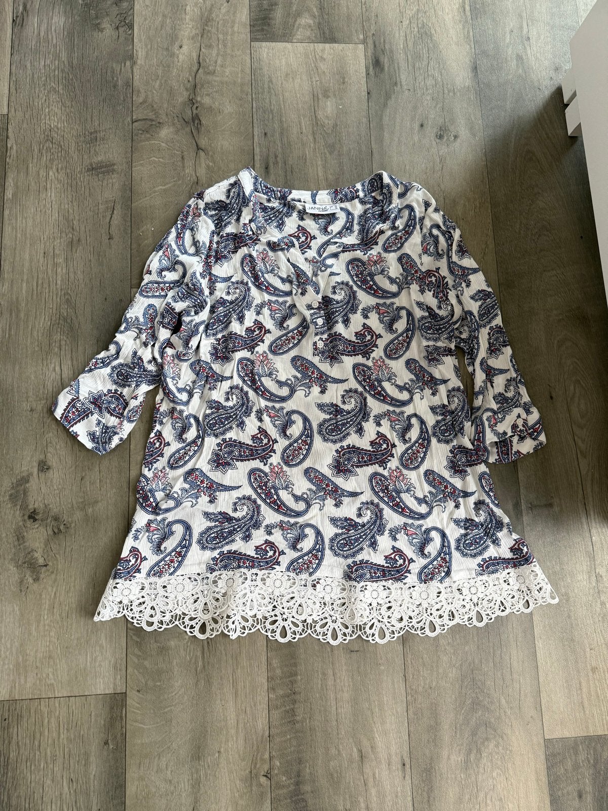 Janina driekwart mouw shirt met print - Maat 46, Ophalen of Verzenden, Zo goed als nieuw, Maat 46/48 (XL) of groter, Meerkleurig