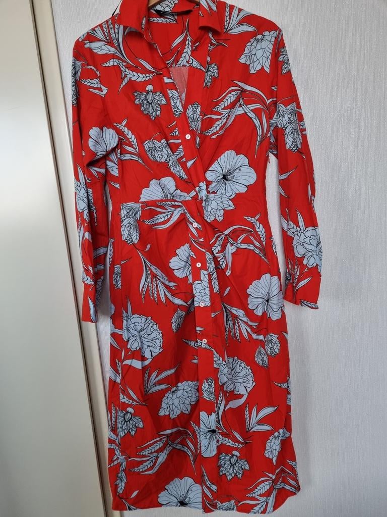 Rode Zara jurk met bloemenprint - Maat XS, Ophalen of Verzenden