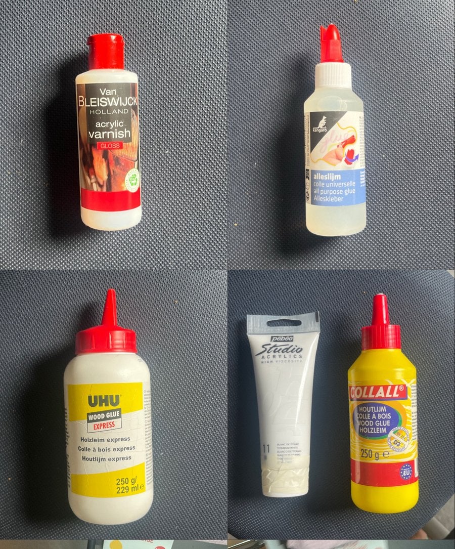 Lijm en acrylverf van verschillende soorten, Ophalen, Gebruikt, Acrylverf