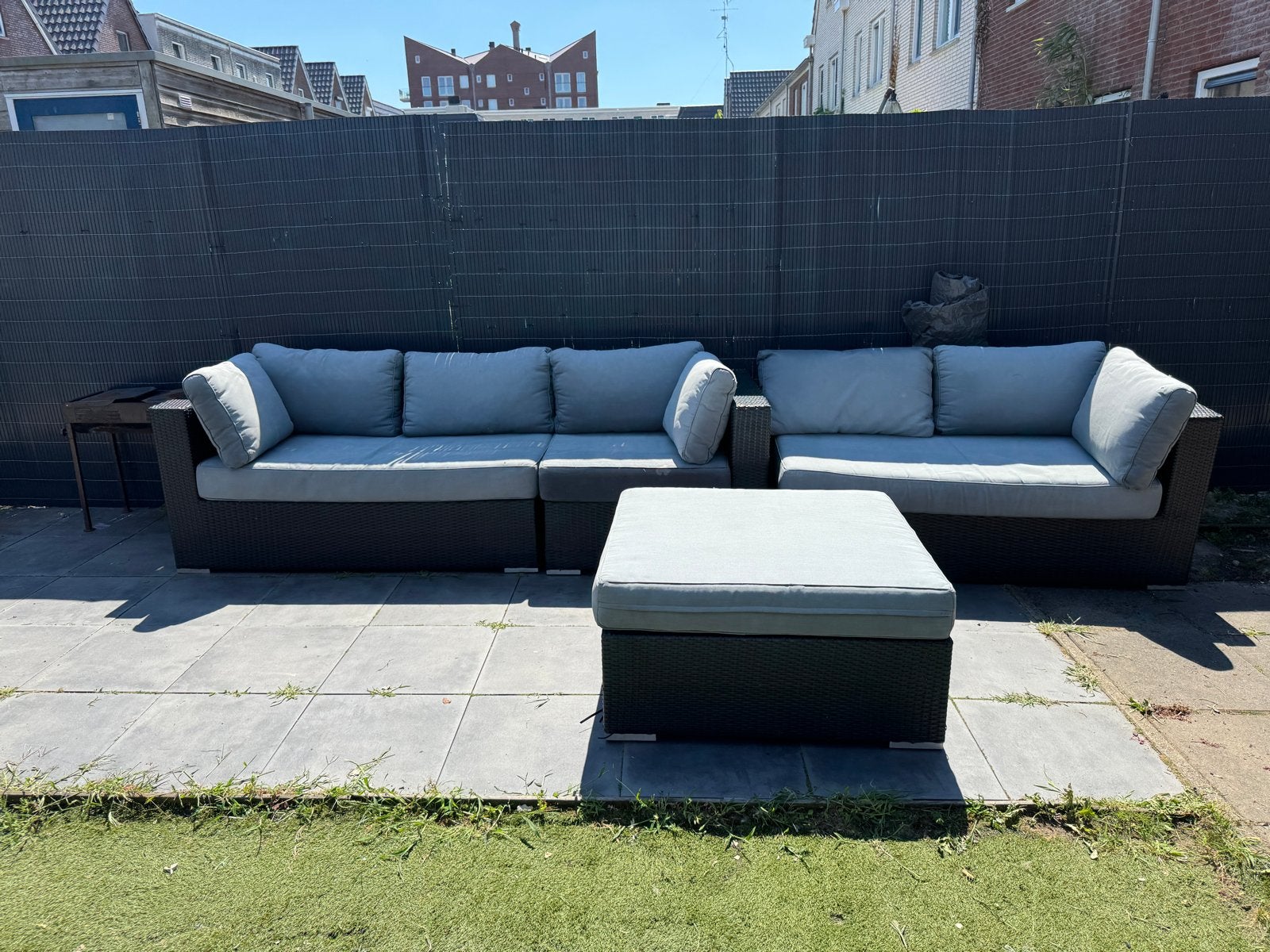 Wicker Loungeset met 7 zitplaatsen - gebruikt, Tuin en Terras, Ophalen, Gebruikt, Loungeset, Wicker