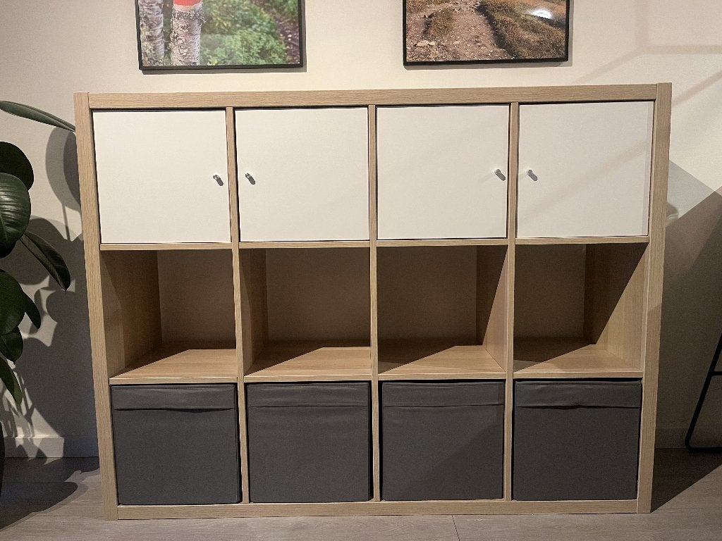 Ikea Kallax kast met 4 deuren en 4 bakken, Huis en Inrichting, Ophalen, 100 tot 150 cm, Minder dan 150 cm, 25 tot 50 cm