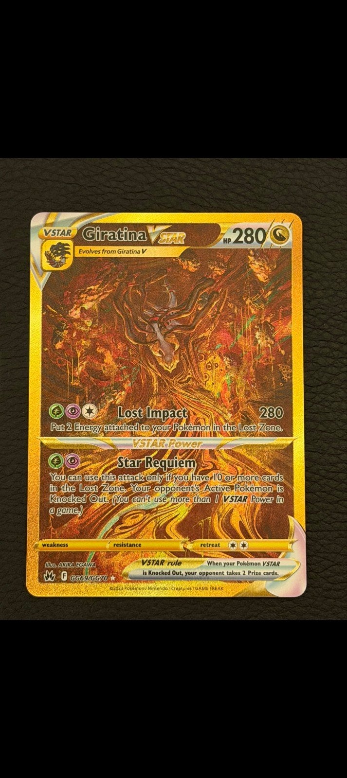 Giratina VSTAR Gold Secret Rare Pokémon Kaart, Ophalen of Verzenden, Zo goed als nieuw, Losse kaart, Foil