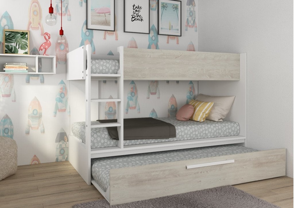 Jules stapelbed met slaaplade - 90x200 - Wit, Niet ingevuld, Niet ingevuld, Niet ingevuld
