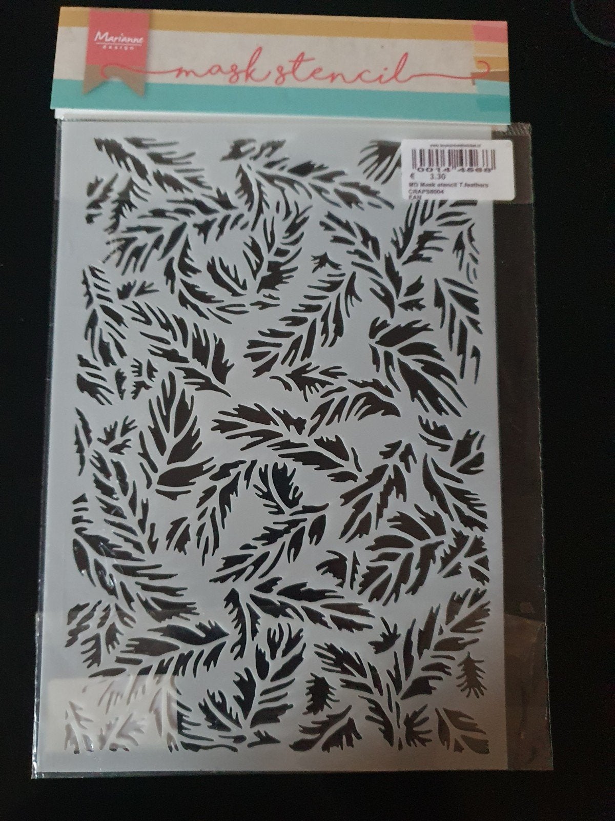 Marianne Design CRAPS8004 mask stencil feathers, Hobby en Vrije tijd, Stempelen, Ophalen of Verzenden, Zo goed als nieuw, Overige typen