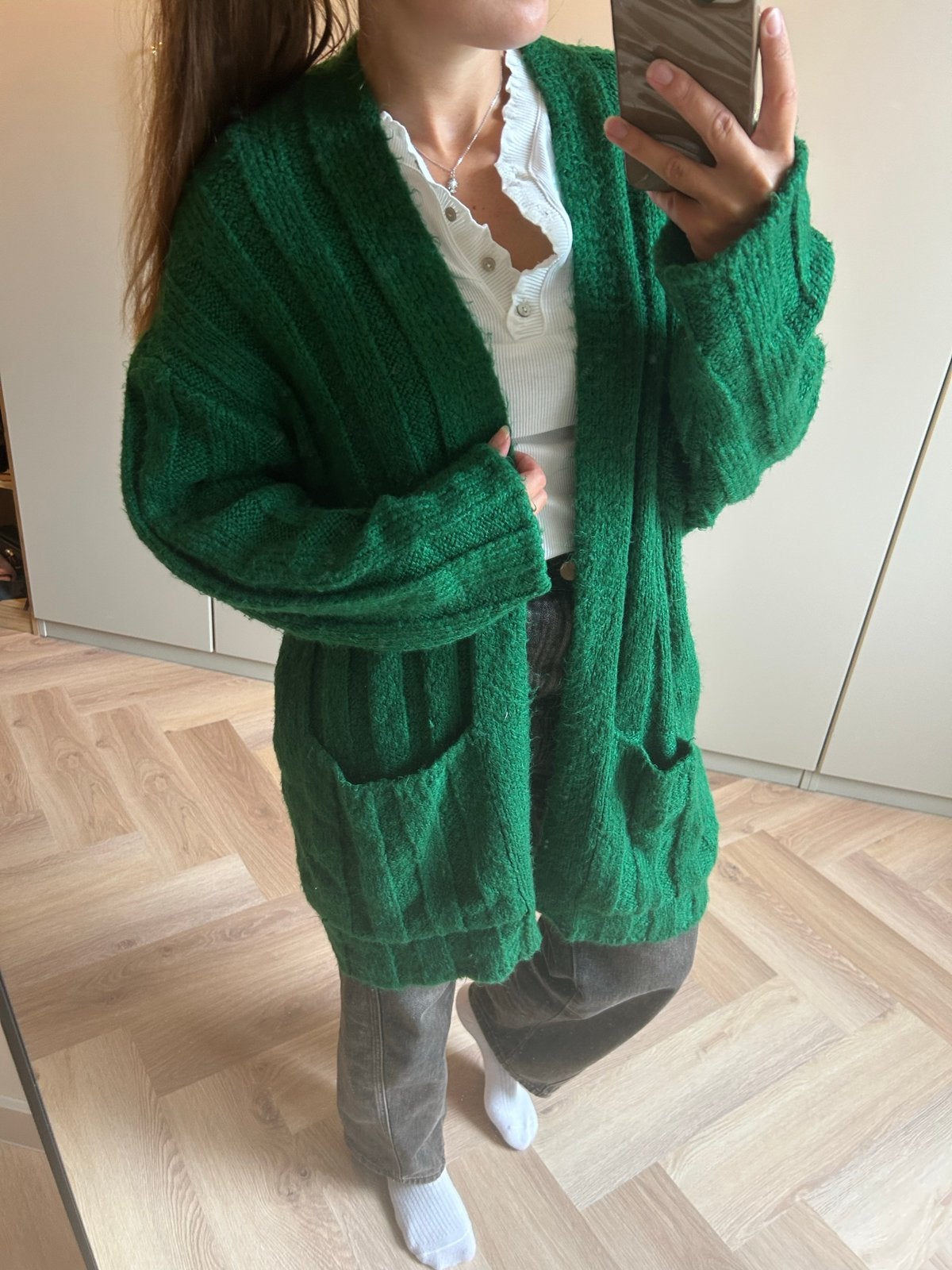 Groen gebreid vest van Zara Knit, Verzenden, Zo goed als nieuw, Maat 36 (S), Groen