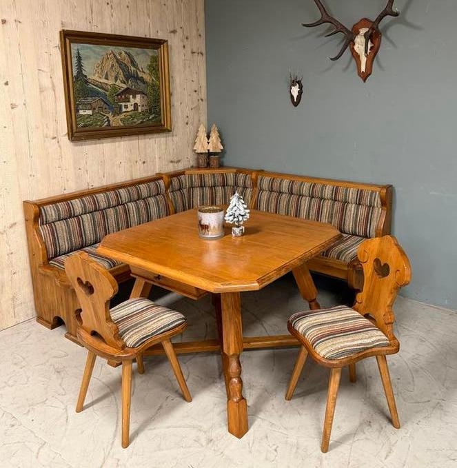 Oostenrijkse zithoek | Stube set | Hoekbank tafel en stoelen, Antiek en Kunst, Curiosa en Brocante, Ophalen
