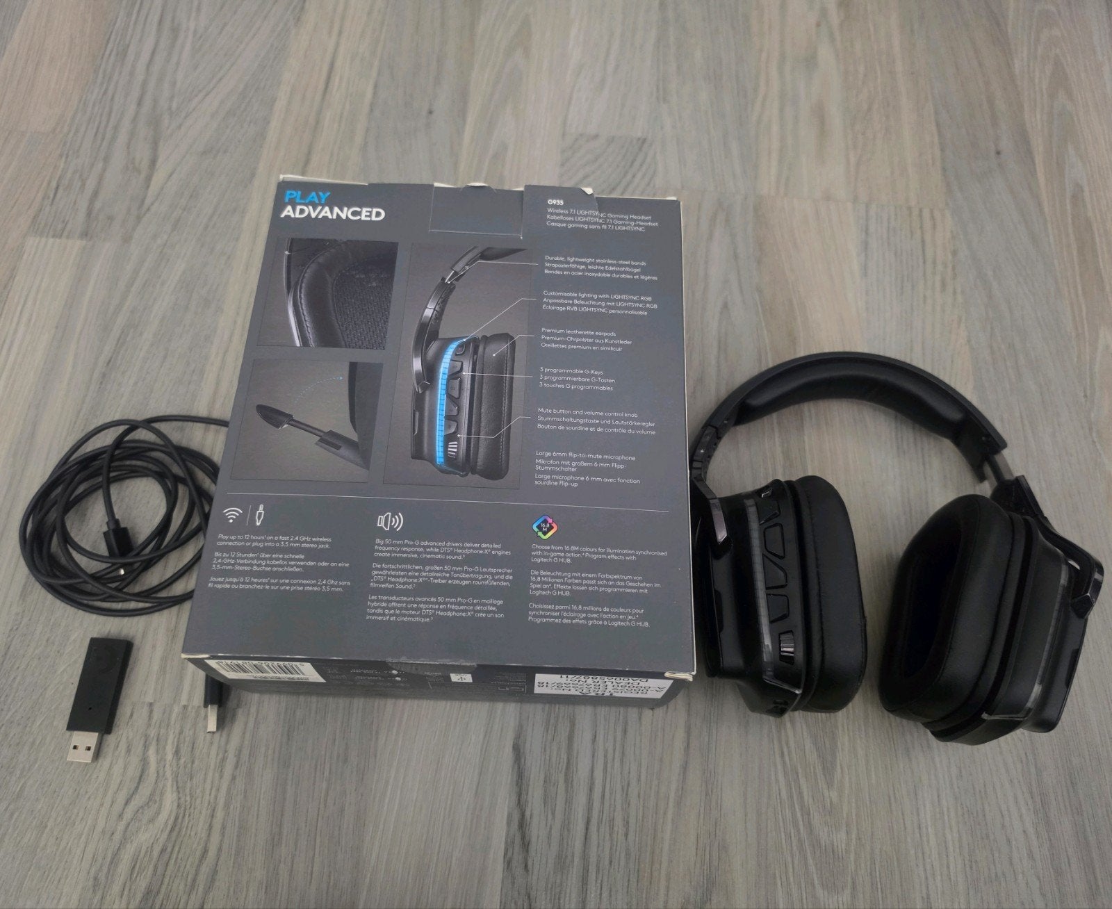 Logitech G935 Draadloze Gaming Headset - als nieuw Lees Goed, Audio, Tv en Foto, Koptelefoons, Gaming, Support@logitech.com, Logitech