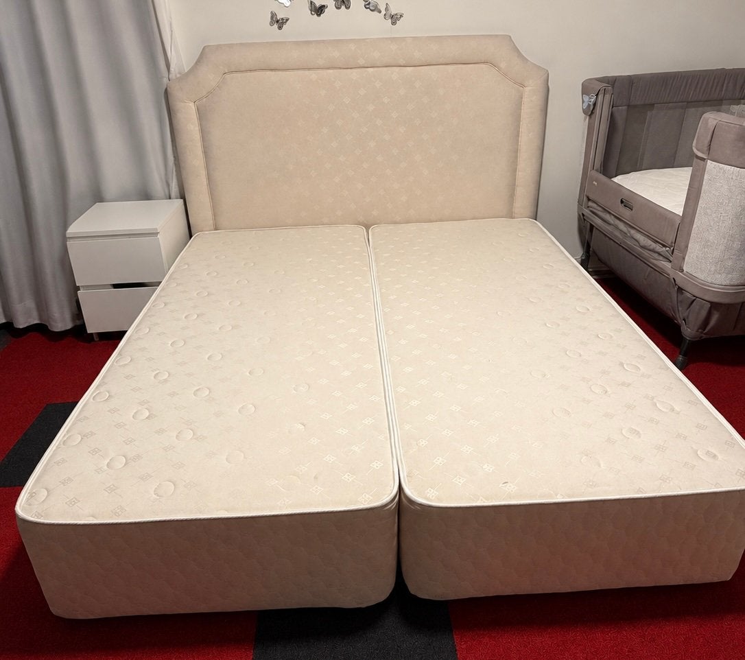Tweepersoonsbed 180*200, Ophalen, Beige, Tweepersoons, Zo goed als nieuw