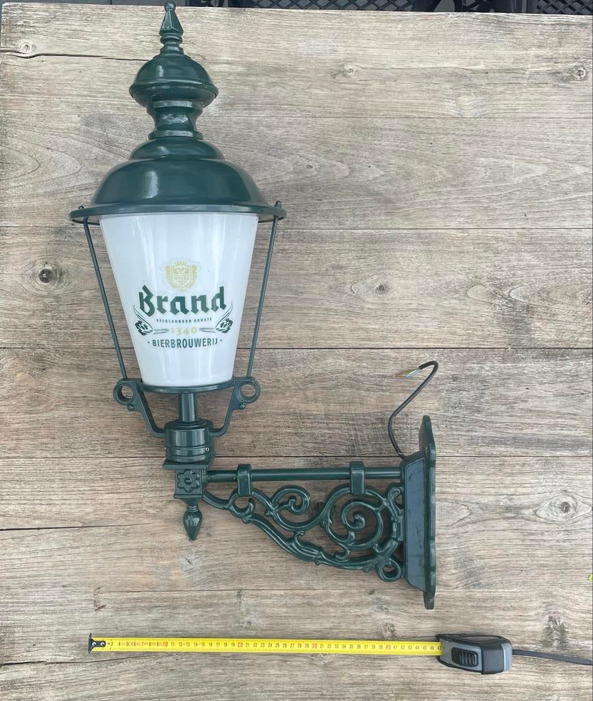 Vintage Brand Bierbrouwerij Wandlamp - Groen, Verzamelen, Biermerken, Ophalen, Zo goed als nieuw, Brand