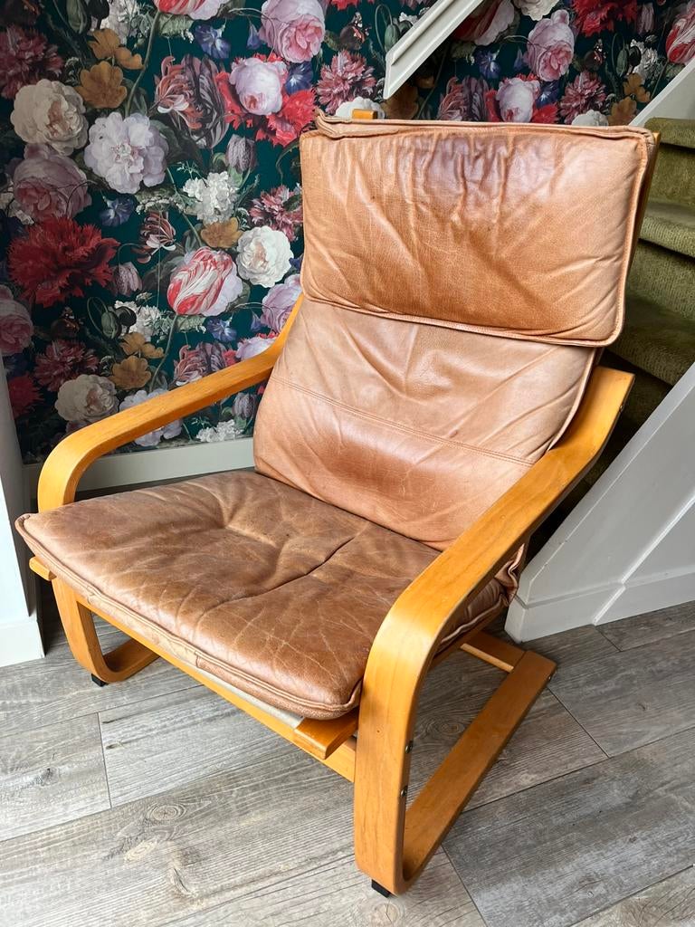 Mooie vintage Ikea Stoel fauteuil, Huis en Inrichting, Fauteuils, Ophalen, Gebruikt, 50 tot 75 cm, Leer