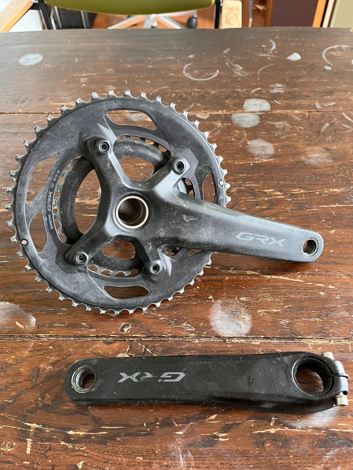Shimano GRX600 Crank 46-30 10s 172.5mm, Crankstel of Pedalen, Gebruikt, Ophalen of Verzenden, Gravelbike