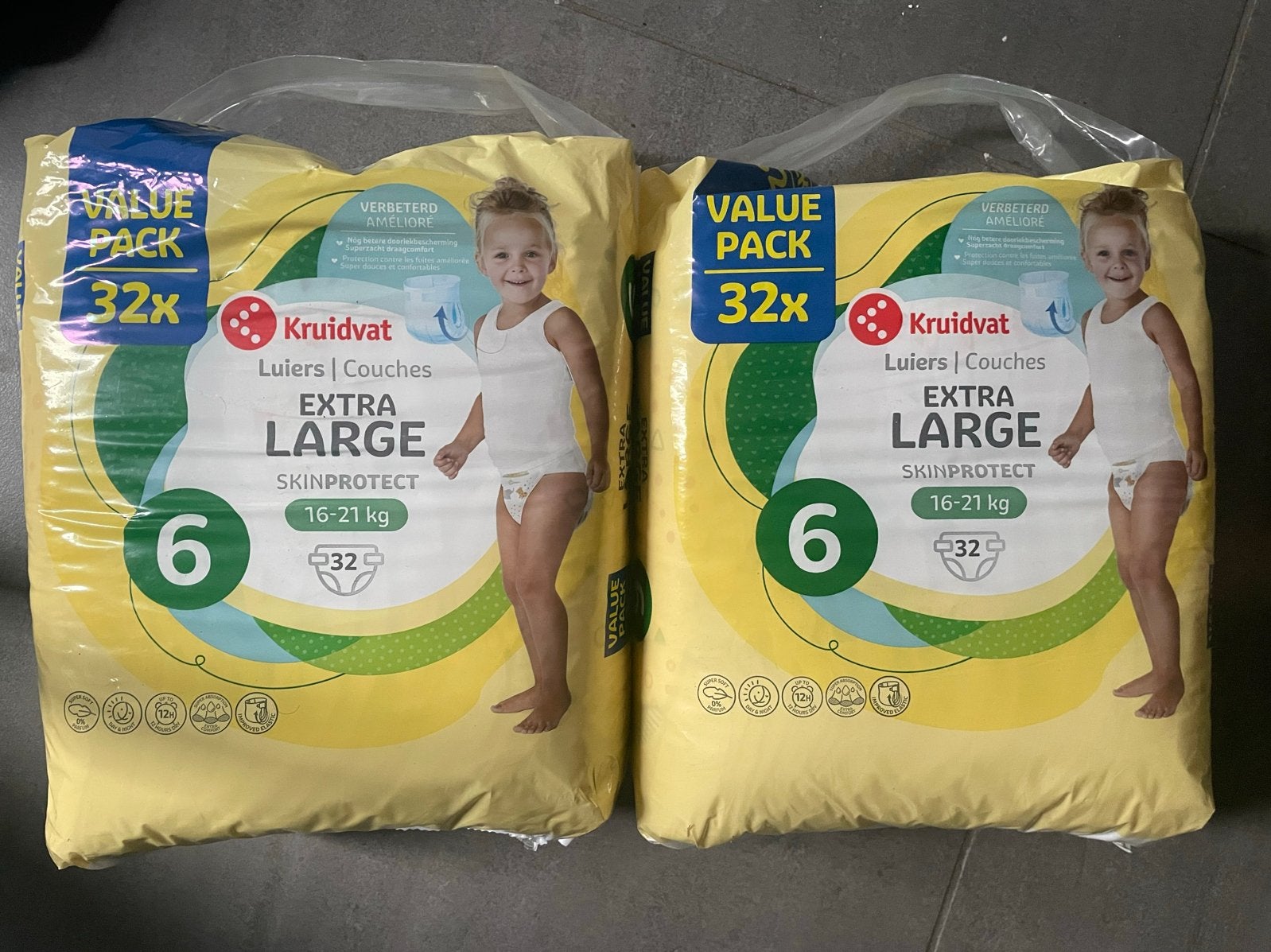 Kruidvat Luiers Extra Large Maat 6 (2x 32 stuks), Ophalen of Verzenden, Nieuw
