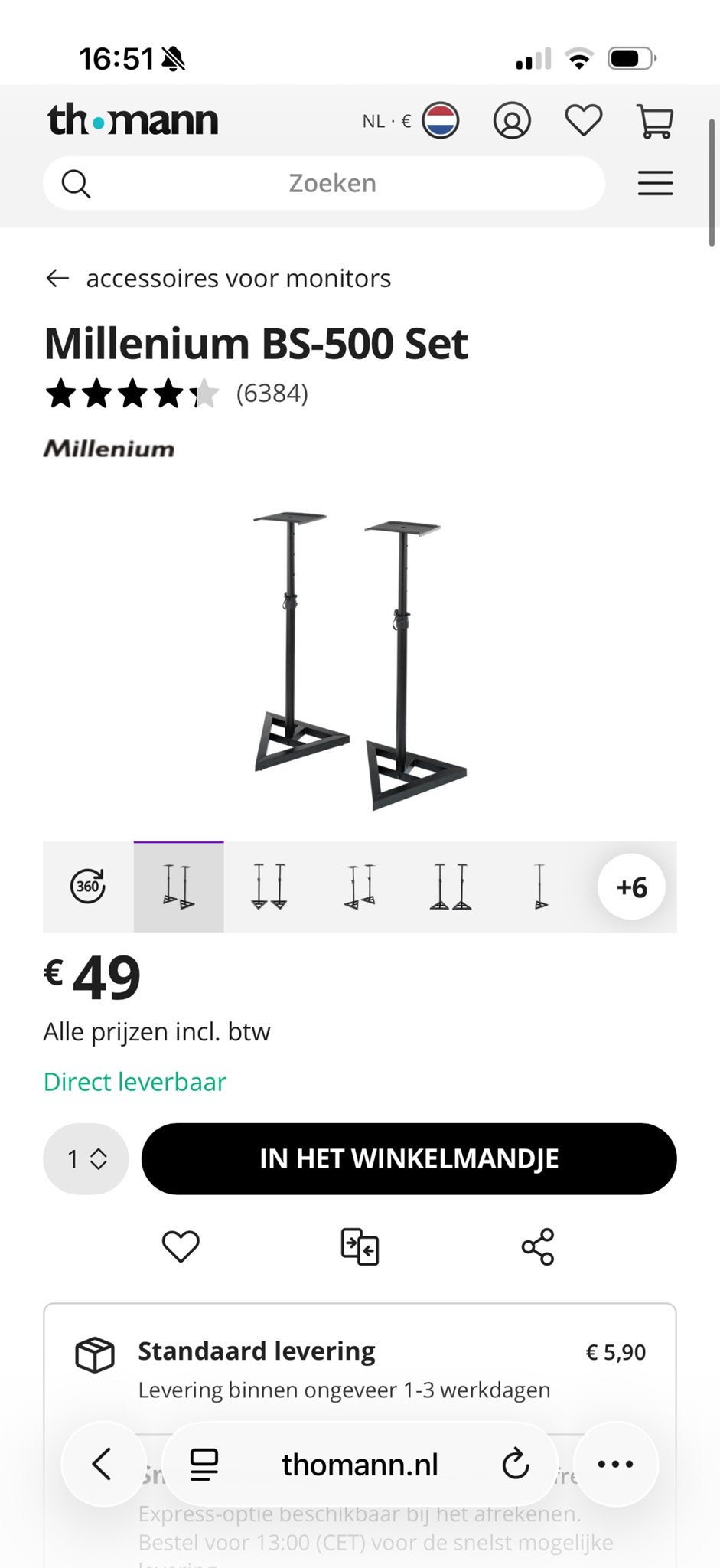 Millenium BS-500 Monitor Standaard Set, Muziek en Instrumenten, Ophalen, Gebruikt, Instrumentstandaard, Speaker