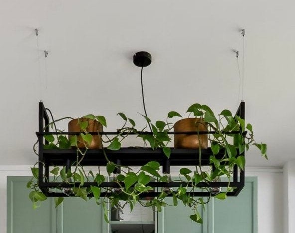 Industriële Zwarte Hanglamp - 41x100x20 cm, Ophalen, E27 (groot), Zo goed als nieuw, Metaal