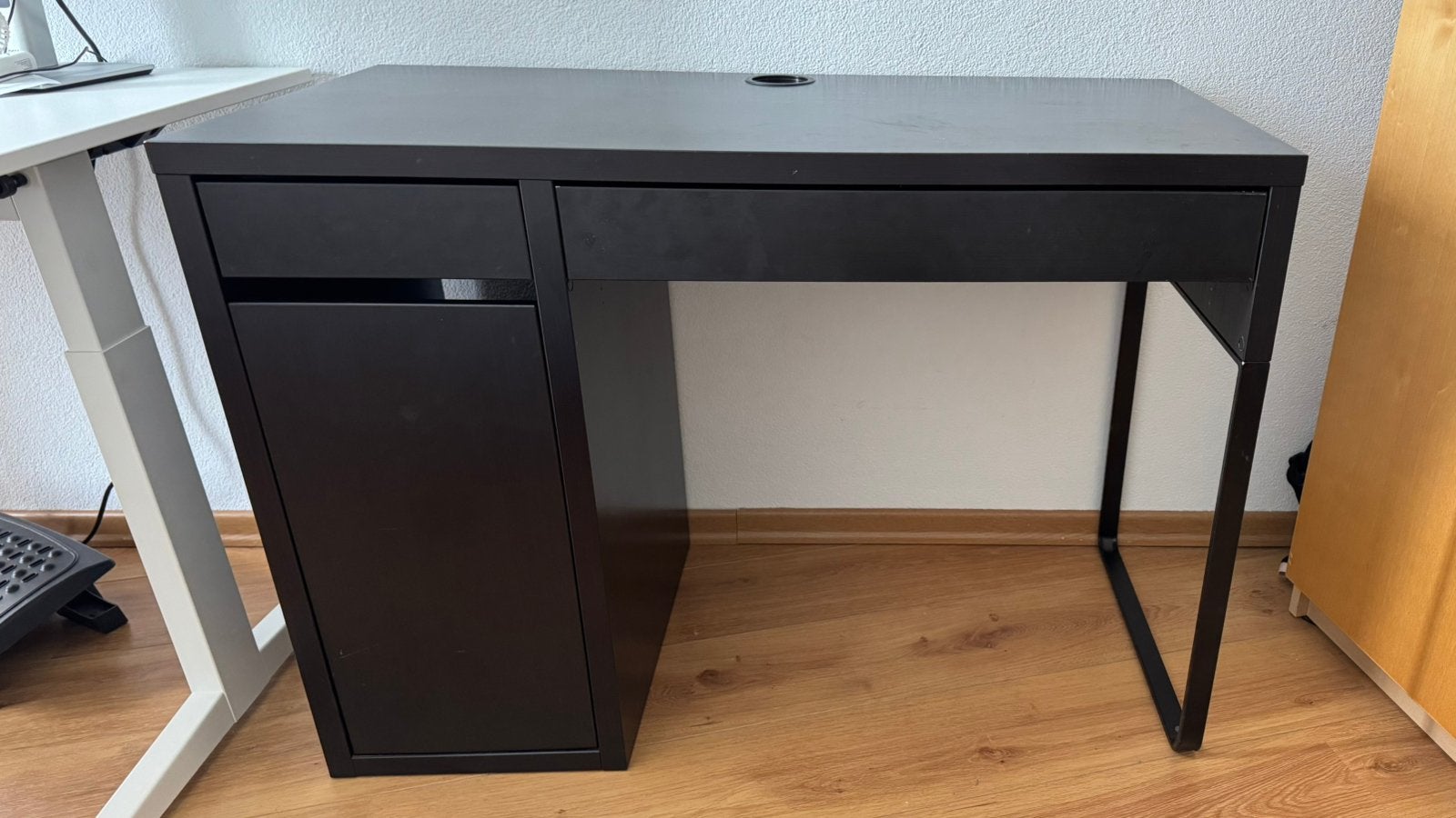 Zwart bureau met lades en opbergruimte, Ophalen, Zwart, 105 cm, Gebruikt