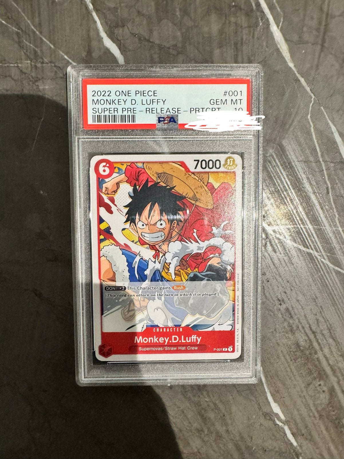 One Piece Monkey D. Luffy Super Pre-Release PSA 10, Ophalen of Verzenden, Nieuw, Losse kaart
