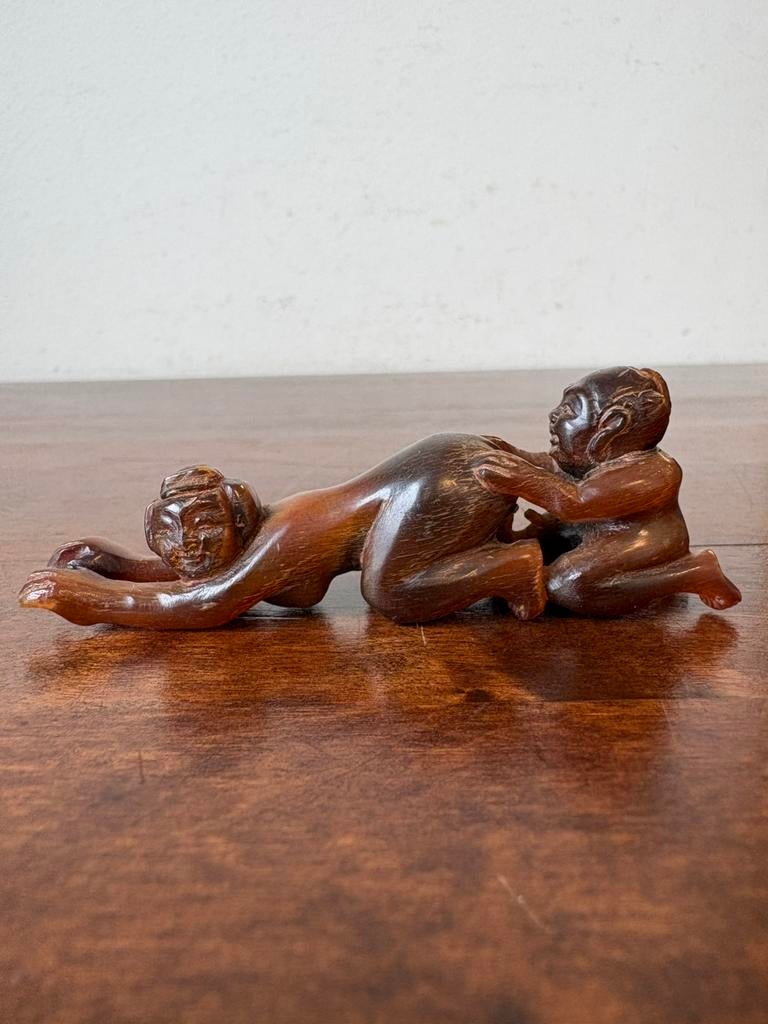Netsuke shunga erotisch vrouw man naakt japan, Ophalen of Verzenden, Gebruikt, Mens