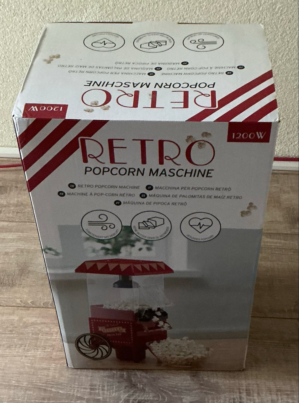 Retro Popcornmachine 1200W - Nieuw in doos, Ophalen, Nieuw