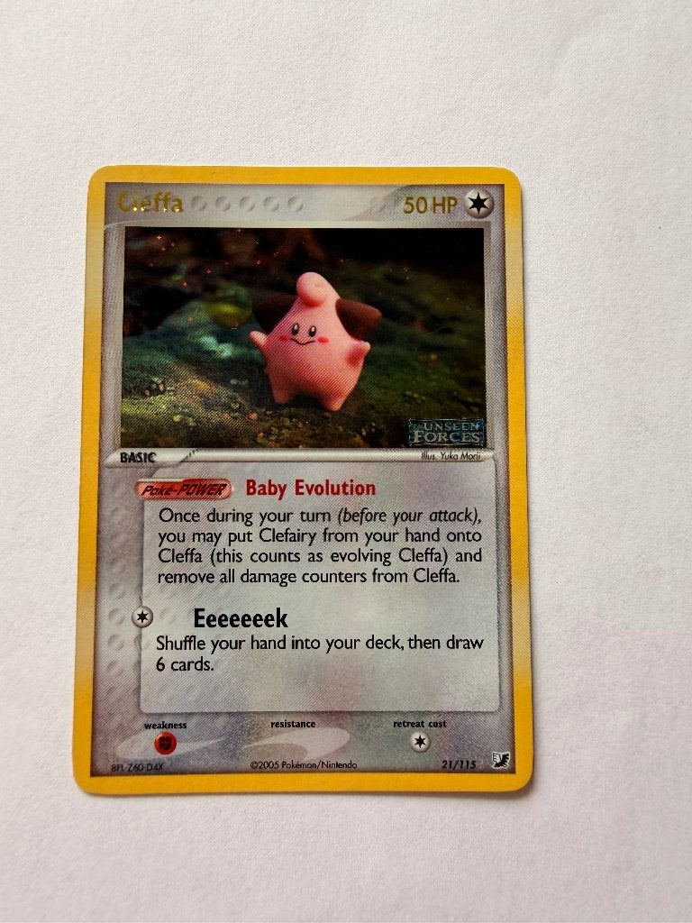 Pokemonkaart Cleffa (Cleffa (UF 21) EX Unseen Forces 2005, Ophalen of Verzenden, Zo goed als nieuw, Losse kaart, Foil