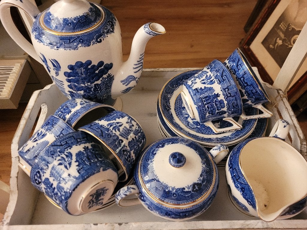 Zeer oud servies Victoria decor Willow, Ophalen of Verzenden