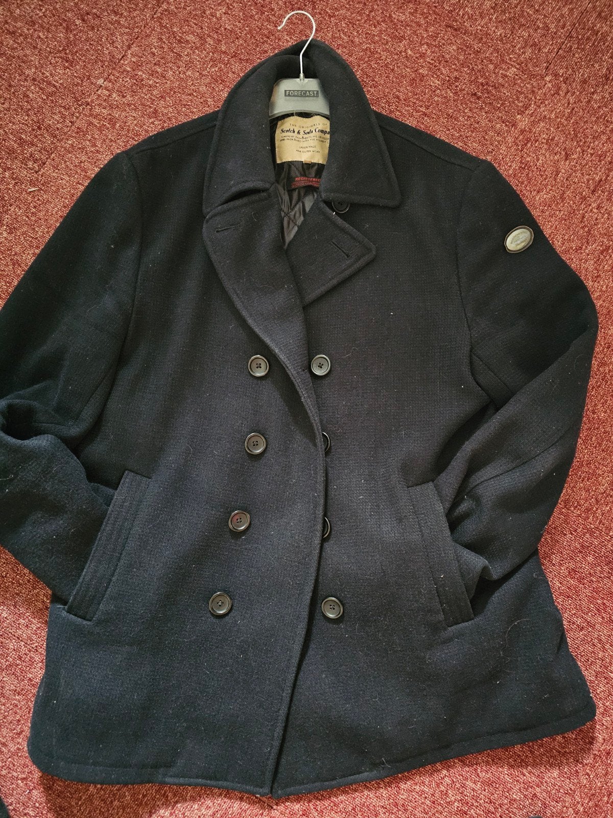 Scotch & Soda Peacoat - Zwart - Maat XL, Kleding | Heren, Jassen | Winter, Zwart, Maat 56/58 (XL), Ophalen of Verzenden, Zo goed als nieuw