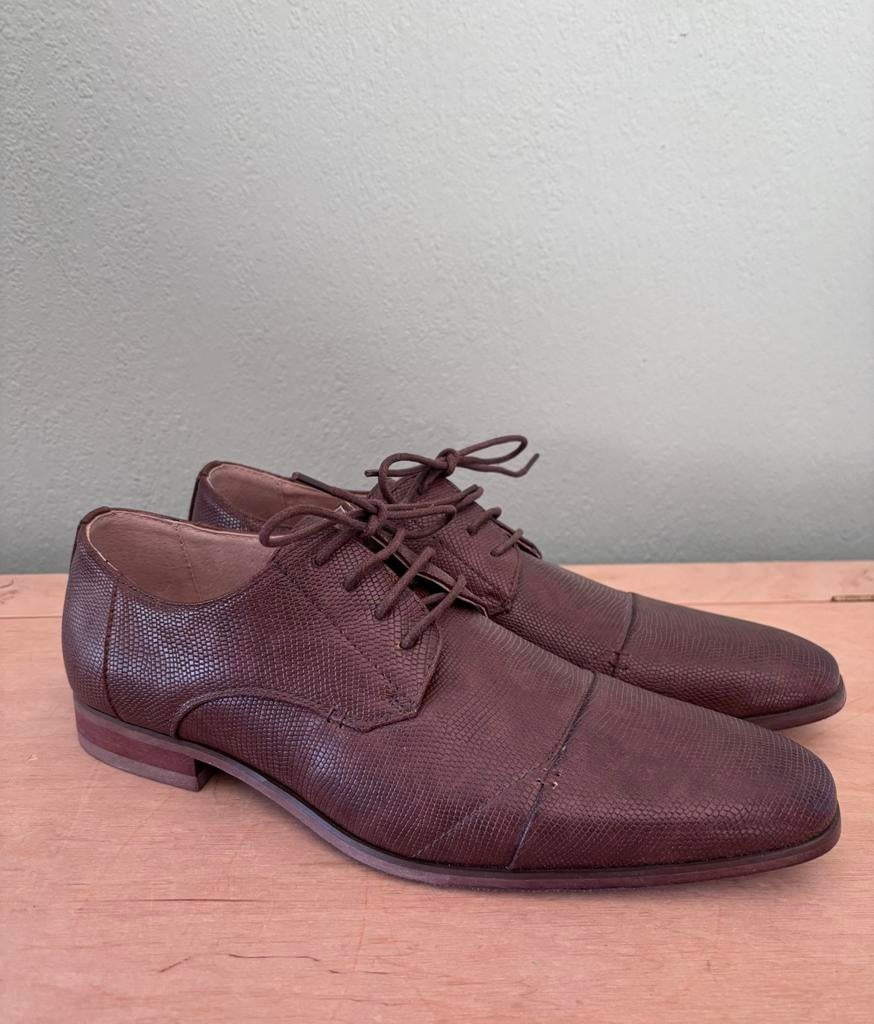 Florentina herenschoenen maat 44 – bruin reptielpatroon, Bruin, Ophalen of Verzenden, Gedragen, Veterschoenen