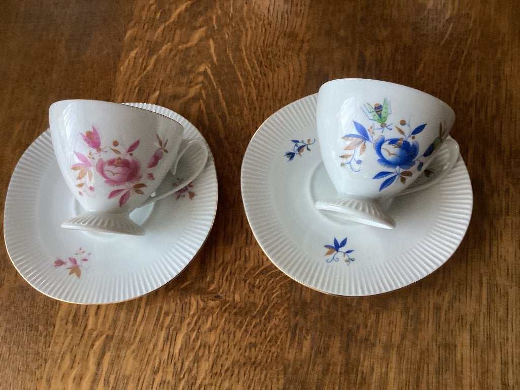 Set van 2 Vintage Porseleinen Kop en Schotels - Polen, Ophalen of Verzenden, Zo goed als nieuw, Overige stijlen, Kop(pen) en/of Schotel(s)