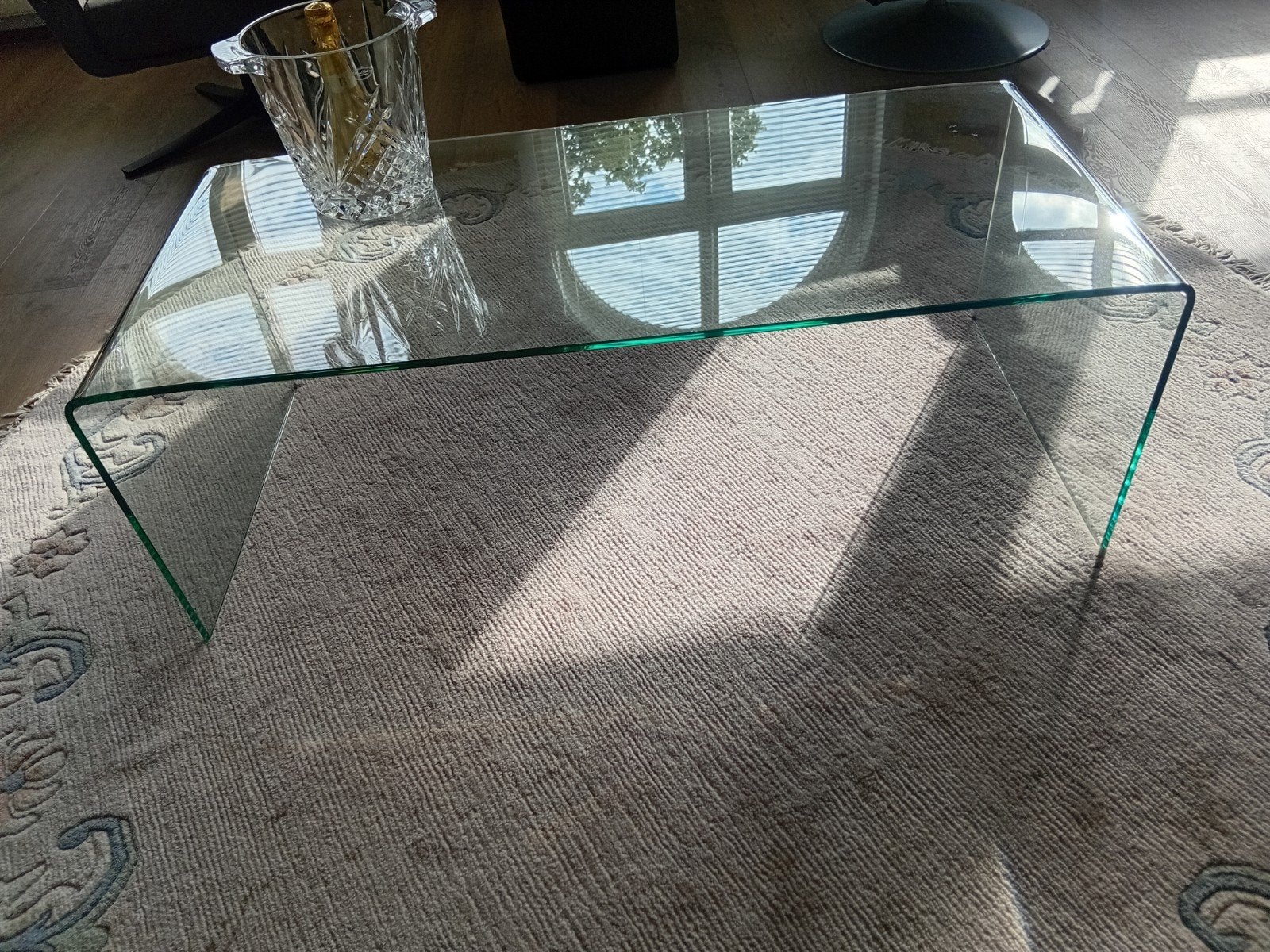 strakke glazen DesignTafel +Kristallen koeler€85, Ophalen, 50 – 75, 100 tot 150 cm, 50 tot 100 cm