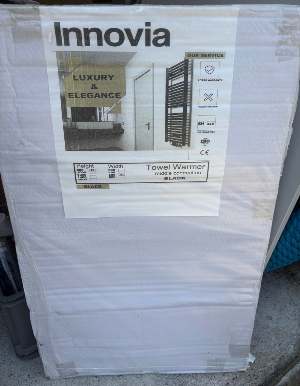 Nieuw Innovia handdoekrek radiator 80x50 zwart, Ophalen, Radiator, Nieuw, Minder dan 60 cm