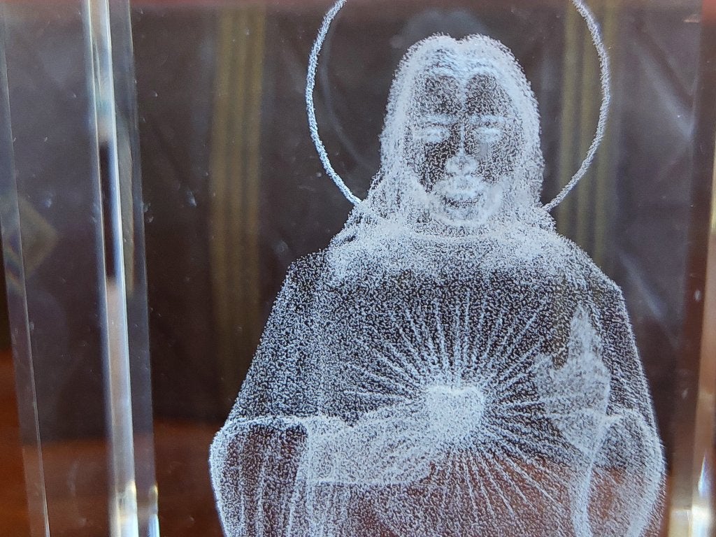 Jezus Heilig Hart / Gelaserd in glas, Antiek en Kunst, Ophalen of Verzenden