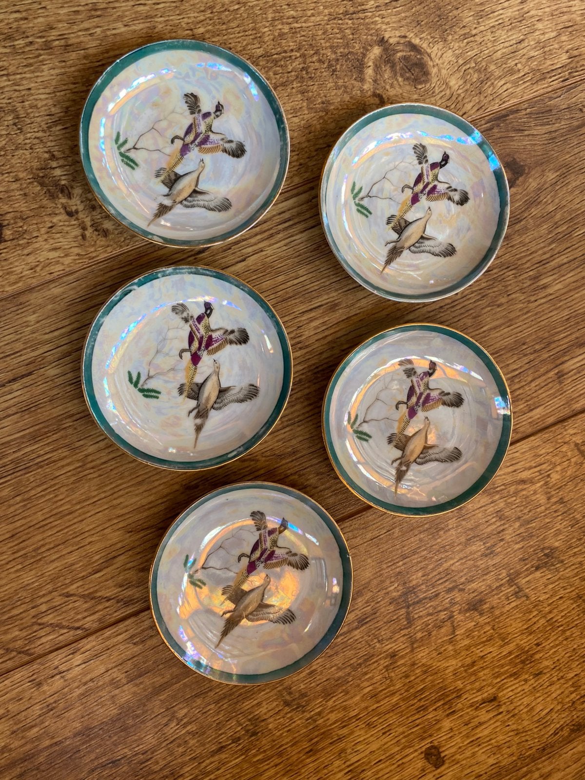 vintage schoteltjes met vogelmotief, Antiek en Kunst, Antiek | Keramiek en Aardewerk, Ophalen of Verzenden