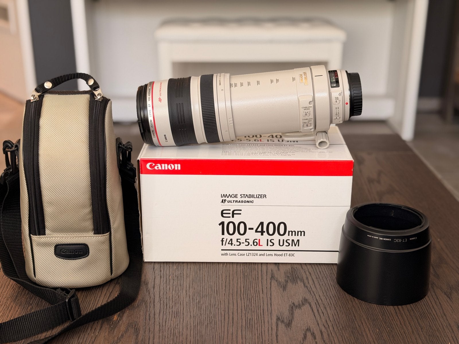 Canon EF 100-400mm f/4.5-5.6L IS USM Telelens, Audio, Tv en Foto, Gebruikt, Canon, Zonnekap, Canon EF