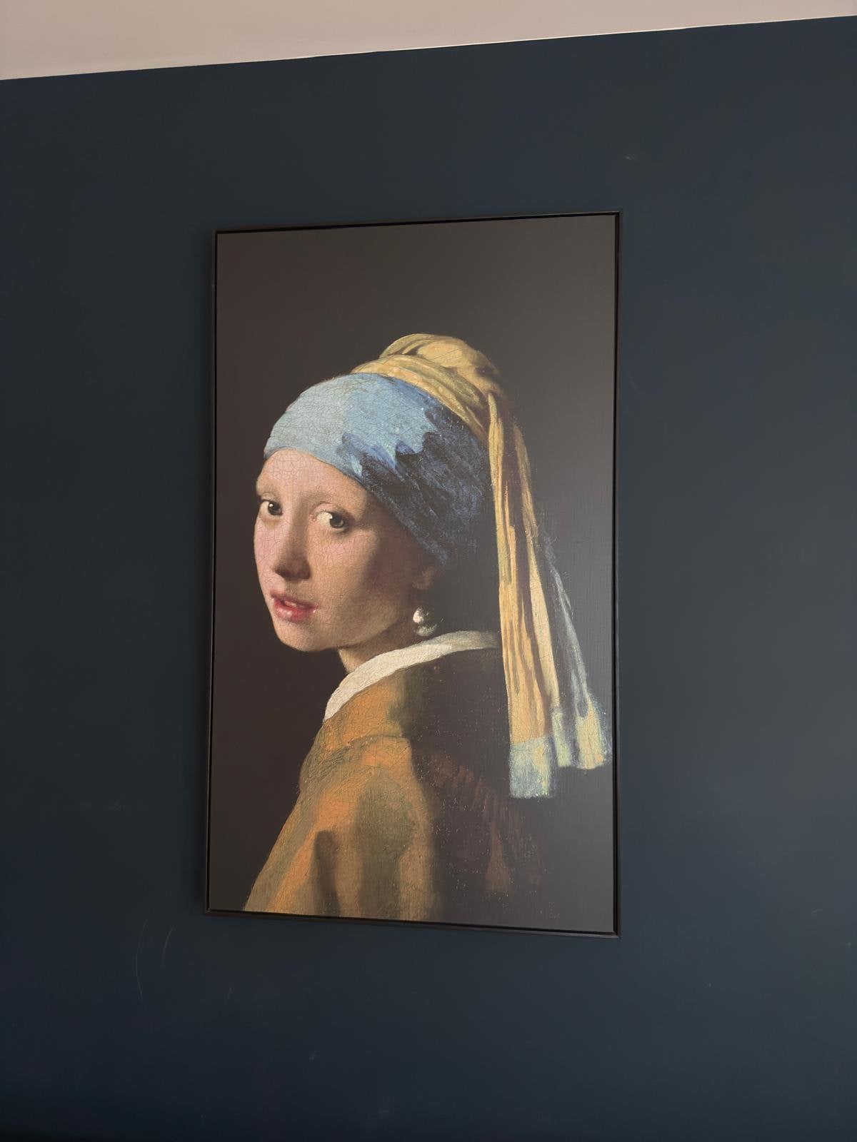 Meisje met de parel (Vermeer) Schilderij GROOT, Ophalen, Zo goed als nieuw, 50 tot 75 cm, Schilderij