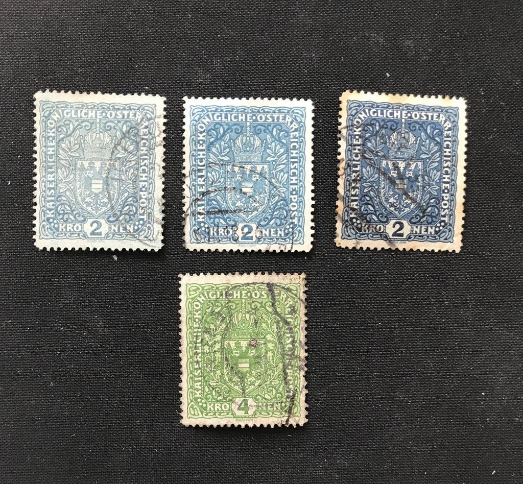 postzegels Oostenrijk - Rijkswapen - 1917, Ophalen of Verzenden, Gestempeld