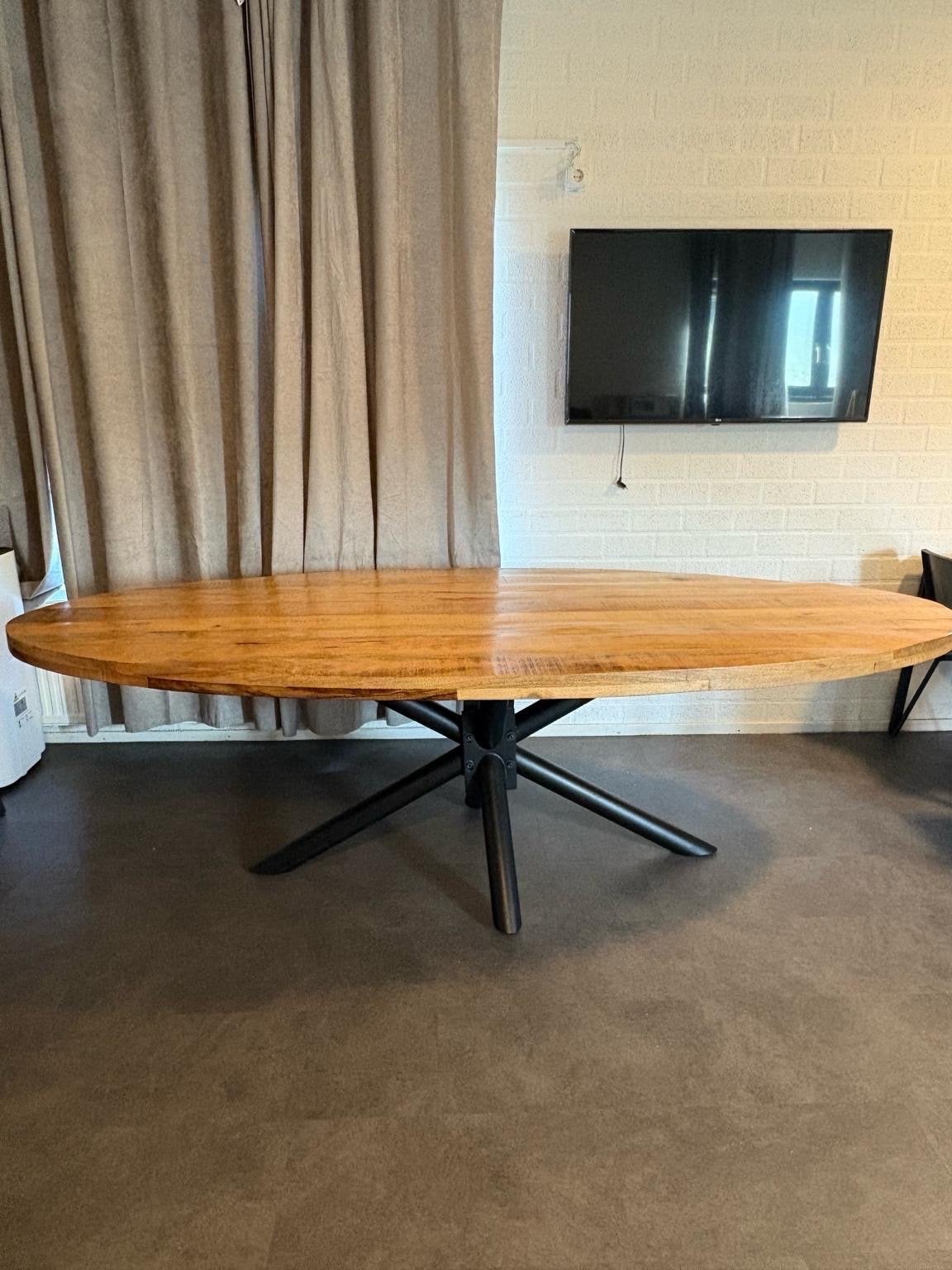 Ovale eettafel ( Let op tafel staat in Capelle), Huis en Inrichting, Ophalen, Gebruikt, 100 tot 150 cm, 150 tot 200 cm