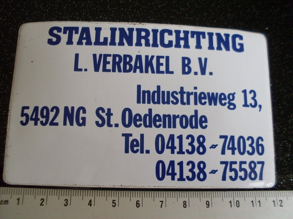 sticker stalinrichting L. Verbakel st. oedenrode, Verzenden, Zo goed als nieuw, Bedrijf of Vereniging