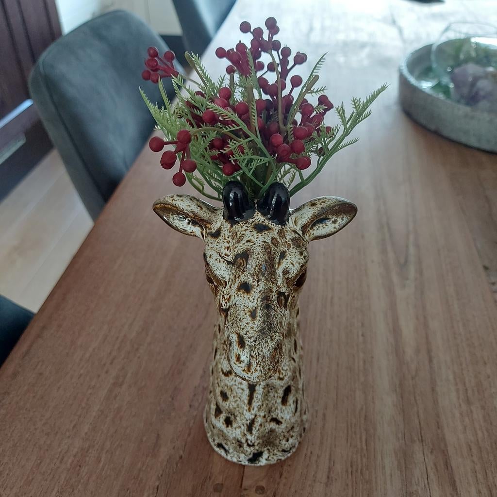 Vaasje Giraffe - Decoratieve Keramische Vaas, Huis en Inrichting, Woonaccessoires | Vazen, Overige kleuren, Aardewerk of Porselein