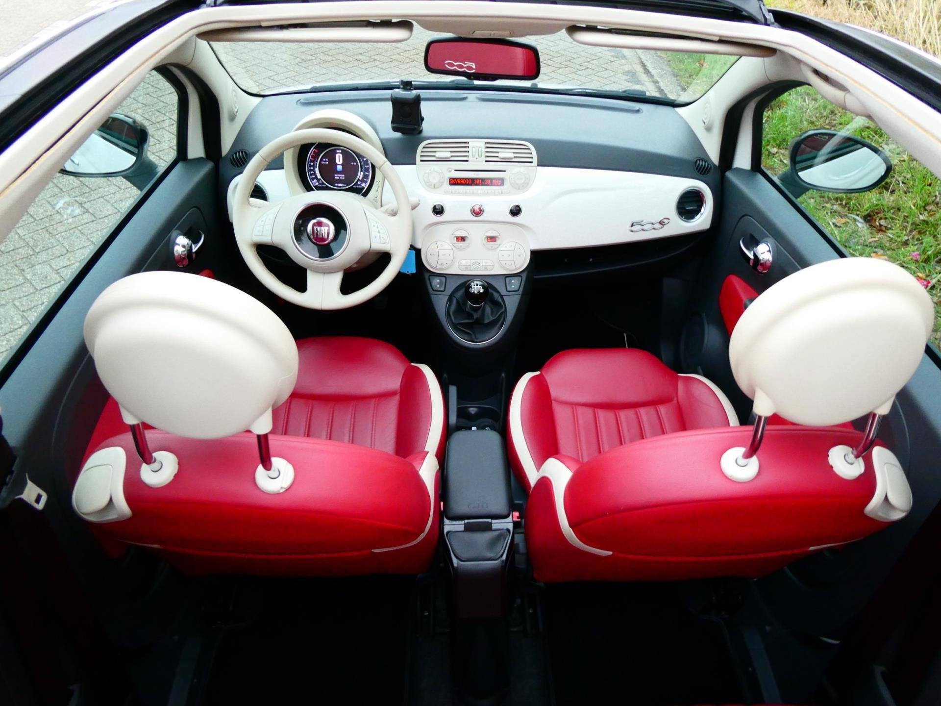 Fiat 500 C 0.9 TwinAir Turbo Cult 80pk 114.000km. Leder Clim, Parkeersensor, Euro 6, Cabriolet, Wit