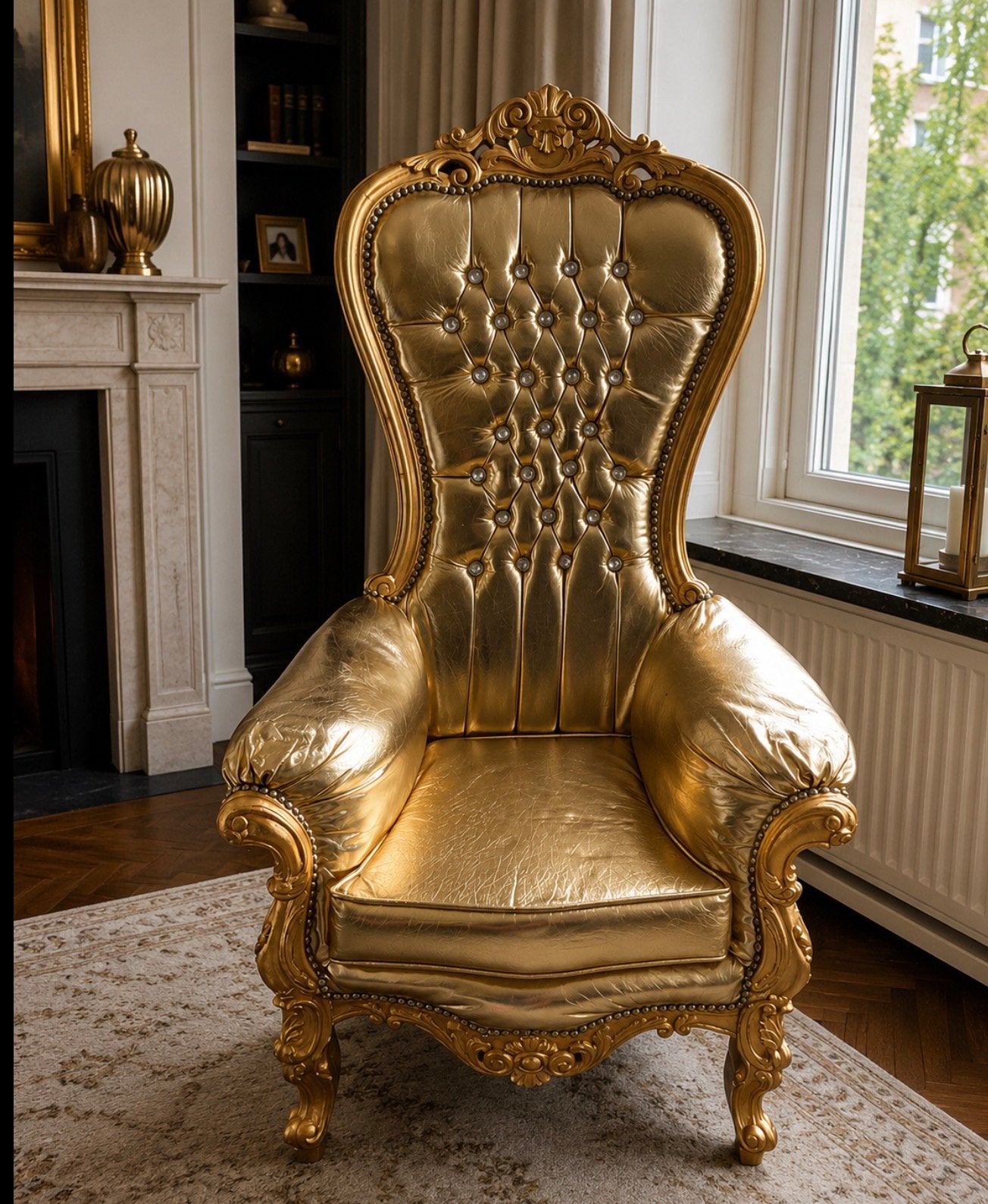 Fauteauil barok goud groot, Ophalen