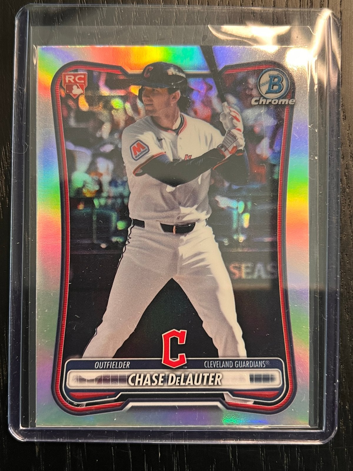 Chase DeLauter Bowman Chrome Red Rookie Kaart #37 Honkbal, Ophalen of Verzenden, Nieuw, Overige sporten, Spelerskaart