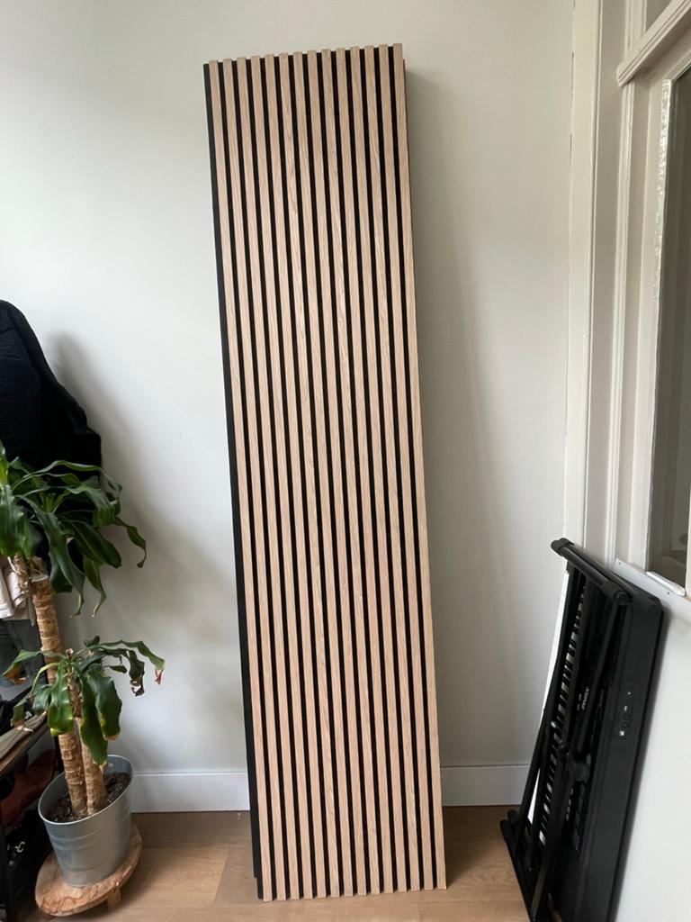 Akoestisch wandpaneel - Hout en Zwart - Geluiddempend, Hout, Zo goed als nieuw, Bruin, Modern
