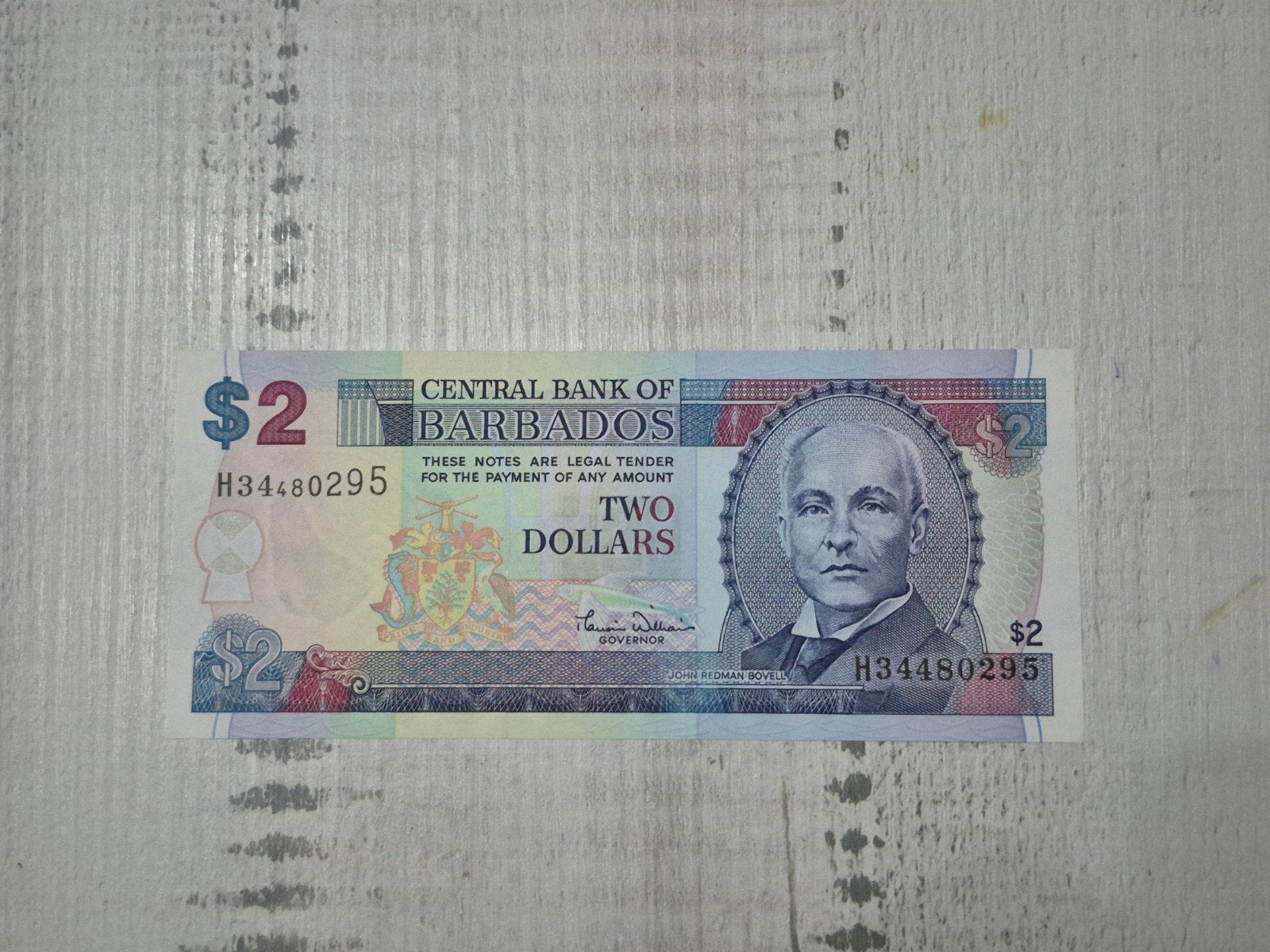 Barbados 2 Dollar UNC  - Centrale Bank van Barbados, Postzegels en Munten, Bankbiljetten | Amerika, Ophalen of Verzenden, Noord-Amerika