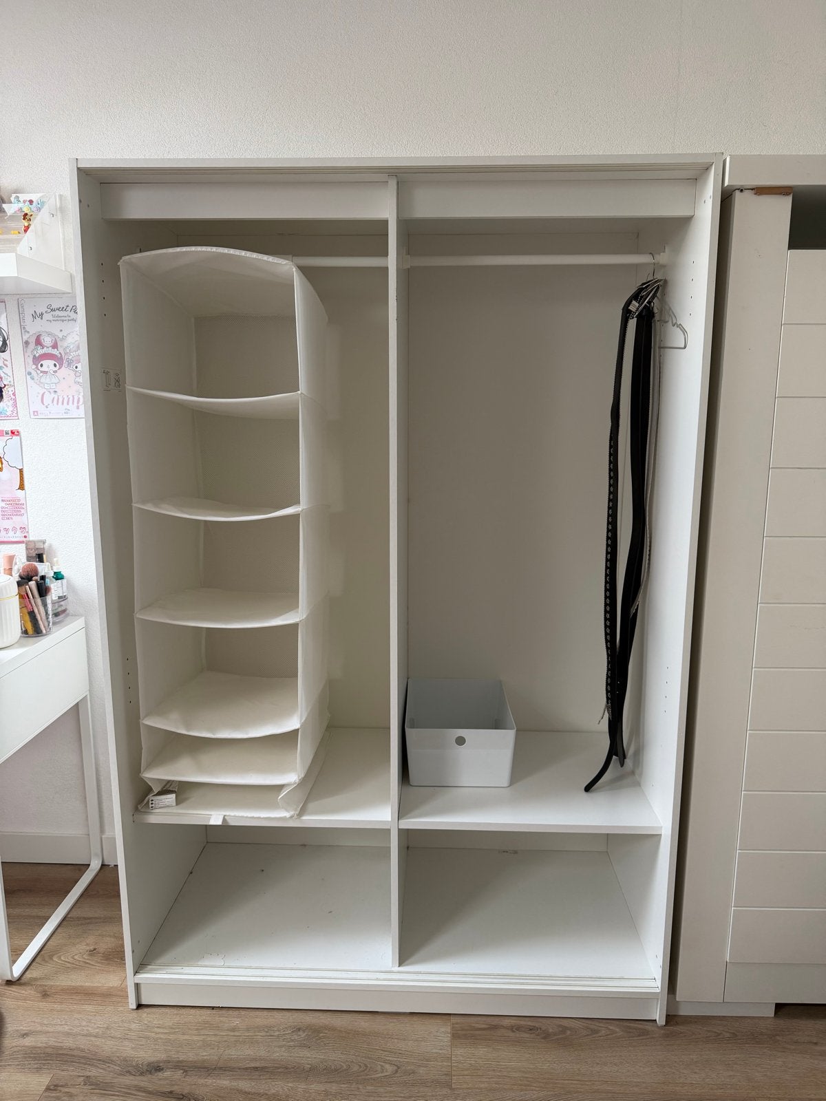 Witte kledingkast met schuifdeuren (gedemonteerd), Ophalen, Gebruikt, 100 tot 150 cm, 200 cm of meer