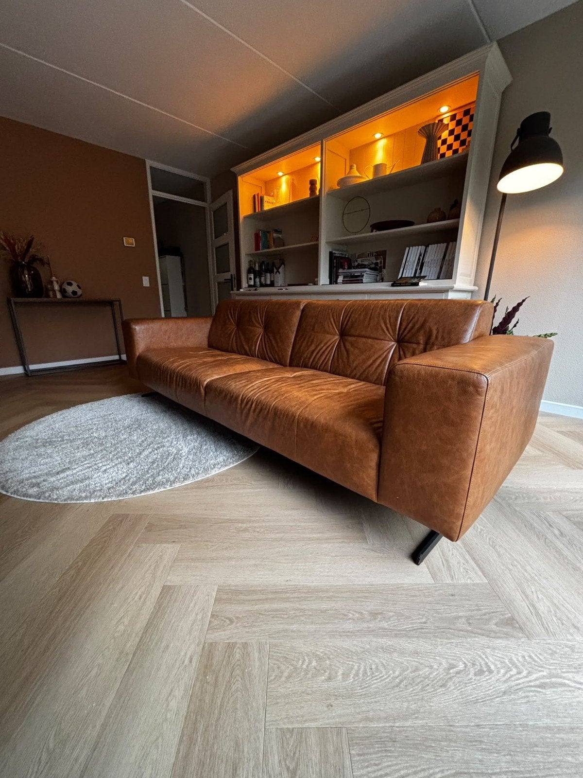 Mooie leren bank van Nix Design Jersey - Buffelleder, Ophalen, Zo goed als nieuw, Rechte bank, Vierpersoons of meer