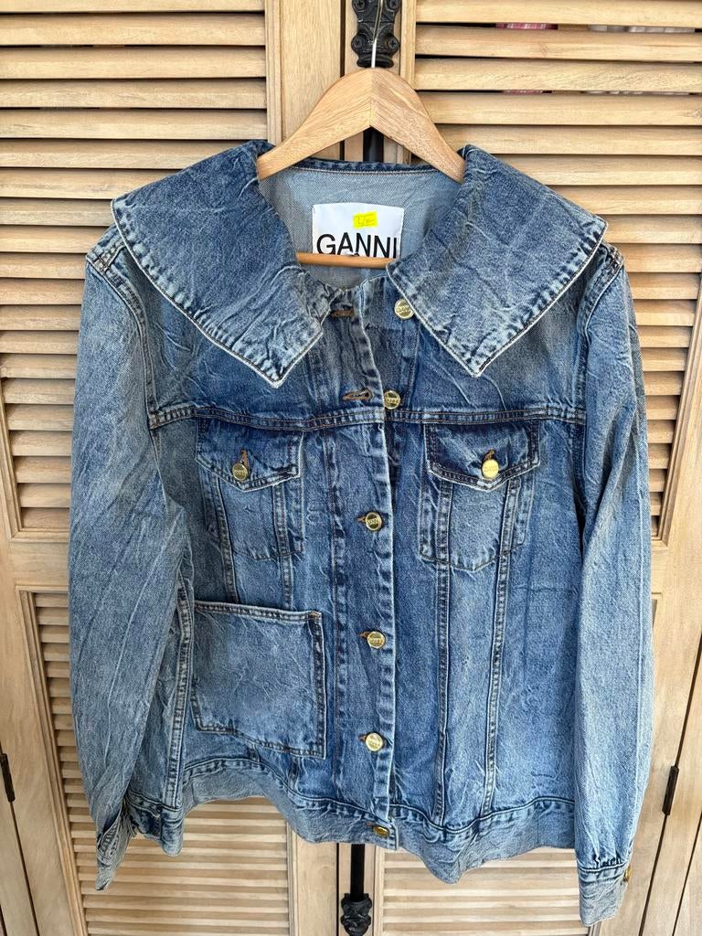 Ganni spijkerjack, Ophalen of Verzenden, Zo goed als nieuw, Maat 42/44 (L), Blauw